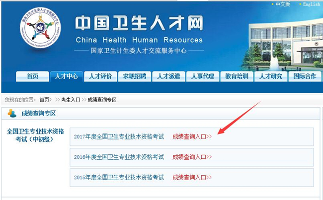 中国卫生人才网成绩查询入口